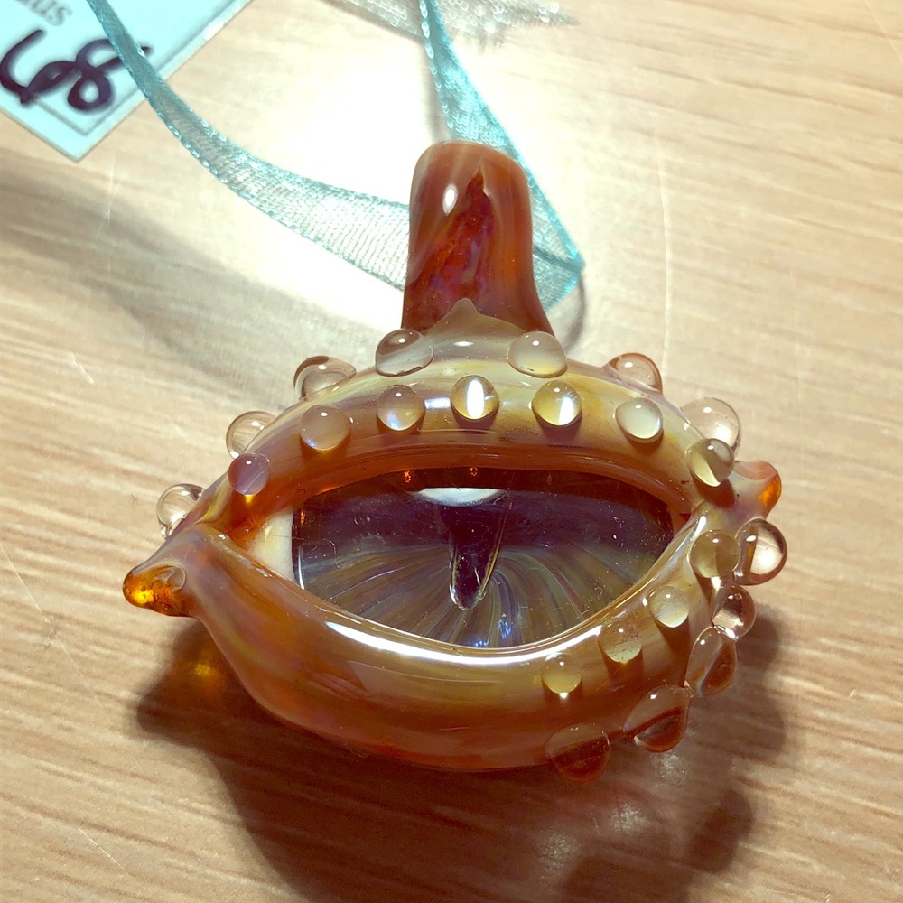 Glass Eye Seashell Unique Necklace Designer Piece